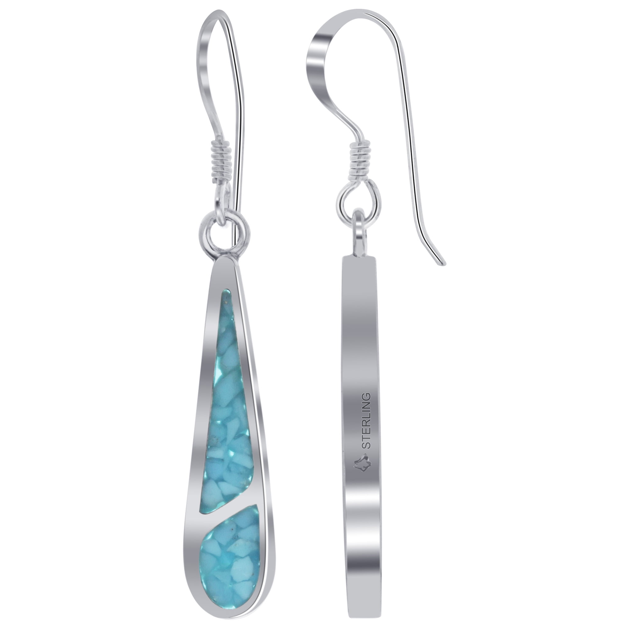 Blue Turquoise 925 Sterling Silver Earrings Jewelry Southwest Style 