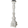 thumbnail image 2 of Candleholder Candlestick Distressed Antique White Wood Hiroshi Hand-Carved, 2 of 2