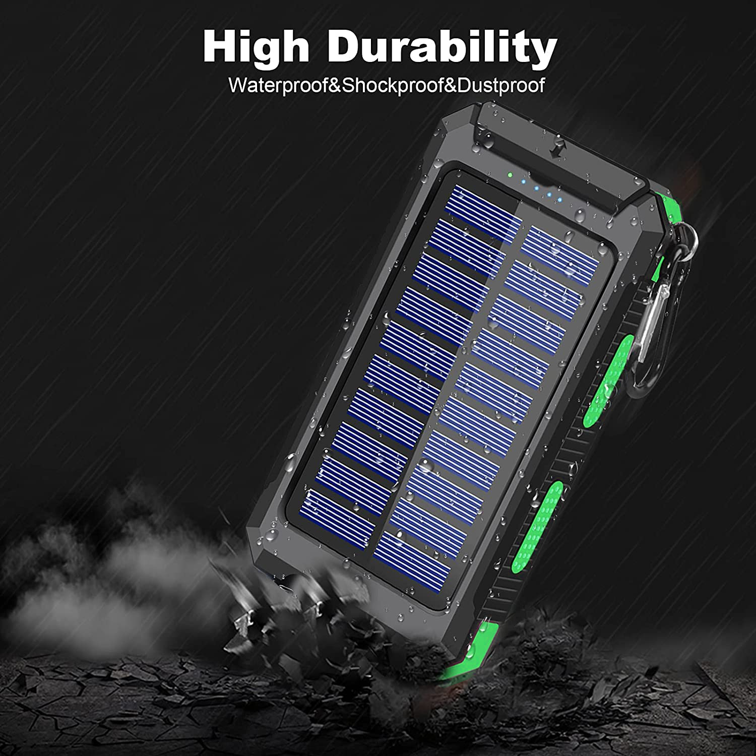 20000mAh Solar Charger for Cell Phone iphone, Portable Solar Power Bank with Dual 5V USB Ports, 2 Led Light Flashlight, Compass Battery Pack for Outdoor Camping Hiking(Green) - image 6 of 7