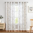 thumbnail image 2 of Curtainking Linen Curtains Floral Embroidery Window Curtains 84 inch Farmhouse Light Filtering Drapes for Living Room Bedroom Grommet 2 Panels Grey, 2 of 7