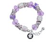 thumbnail image 2 of Delight Jewelry Silvertone White Paw on Black Disc Purple Butterfly Bead Charm Bracelet, 7"+1" Extender, 2 of 5