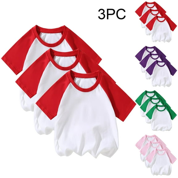 GERsome Unisex Kids T-Shirts Short Sleeve 3 Pack Cotton Top Tees Boy & Girl Unisex Toddler Children Color Block SummerT Shirts Sizes 2-12 Years