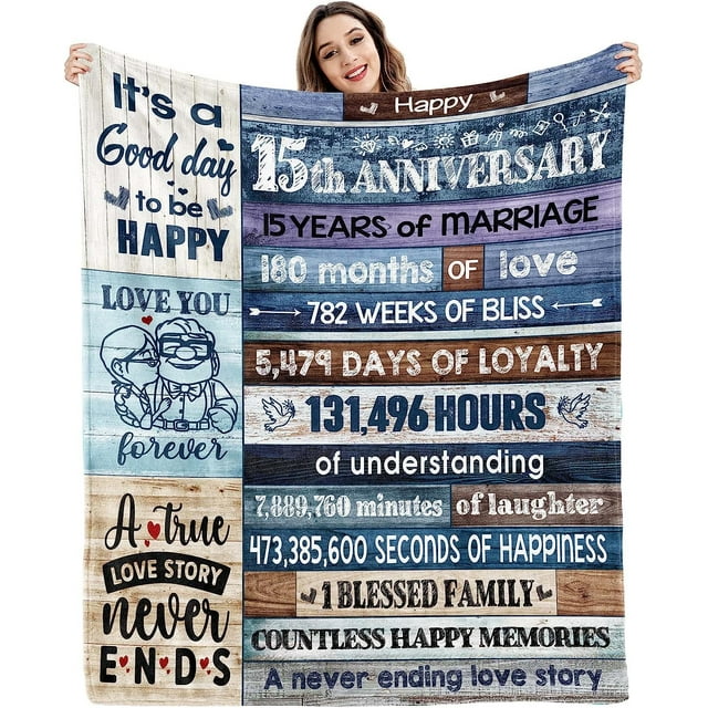 LHSHID 15th Anniversary Romantic Gifts for Couple Wife Husband Custom Blanket 30x40in