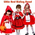 thumbnail image 2 of Disfraz de Caperucita Roja de Halloween para niña con capa, vestido de princesa, traje de cuento de hadas para actuación de Navidad para niños, 2 of 5