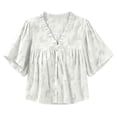 thumbnail image 5 of ClodeEU Women's V Neck Flutter Short Sleeve Babydoll Blouse,Casual Loose Peplum Summer Tunic Top White,Women's Plus M, 5 of 5