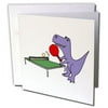3dRose Funny T-Rex Dinosaur Playing Table Tennis Cartoon - Greeting Card, 6 by 6-inch