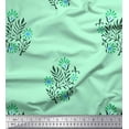 thumbnail image 1 of Soimoi Modal Satin Fabric Leaves & Floral Block Print Sewing Fabric Yard 42 Inch Wide, 1 of 3