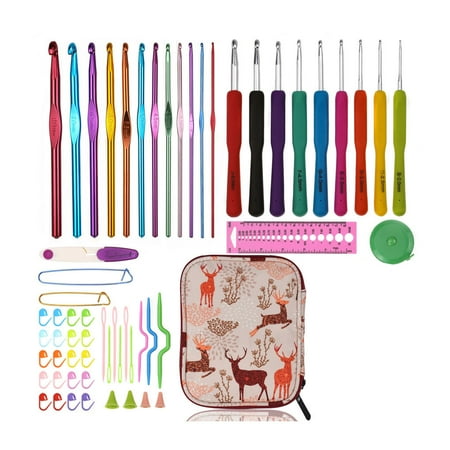 Ergonomic Crochet Hooks Set Rubber Aluminum Hooks Knitting Needles Kit