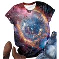 thumbnail image 4 of Womens Tops 2025 Women's Starry Galaxy 3D Print Glitter T-shirt Round Neck Short Sleeve Carnival Outfit Sky Blue, 4 of 4