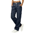 thumbnail image 2 of WULMLEO Cargo Pants for Women Wide Leg High Elastic Waist Y2K Pant Fall 2026 Casual Fall Plus Size Hiking Trousers with Pockets Navy M, 2 of 9