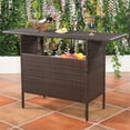 thumbnail image 2 of Pemberly Row Rattan Outdoor Patio Bar Counter Table Shelves in Brown, 2 of 5