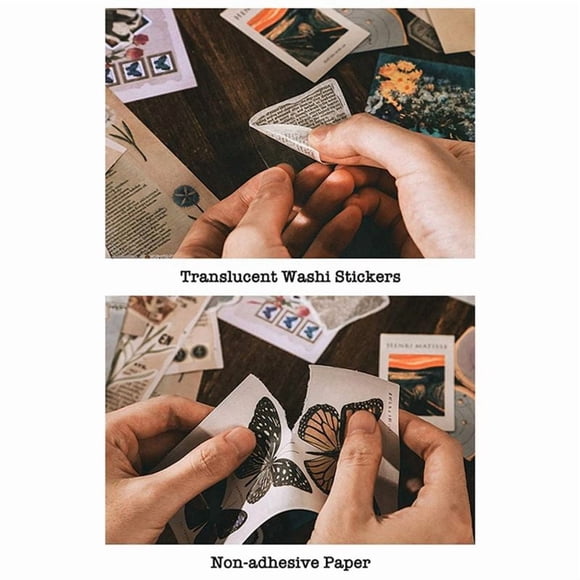 Paquete de Suministros para áLbumes de Recortes Vintage (400 Piezas) para Planificadores de Diarios Arte Basura Diario Pegatinas de Papel para Bricolaje (B)