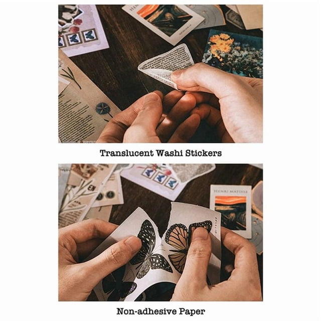 Paquete de Suministros para áLbumes de Recortes Vintage (400 Piezas) para Planificadores de Diarios Arte Basura Diario Pegatinas de Papel para Bricolaje (B)