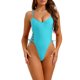 thumbnail image 1 of INSPIRE CHIC Traje de baño de una pieza con aros y cordones para mujer, traje de baño de color sólido azul claro M, 1 of 5