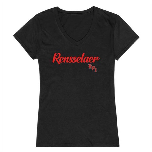 W Republic 555-367-BLK-01 Rensselaer Polytechnic Institute Script T-Shirt for Women, Black - Small