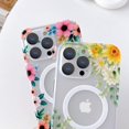 thumbnail image 3 of for iPhone 14 Pro Max Case Compatible with MagSafe, Floral Print Magnetic Translucent Matte Lens Camera Protection Flower Phone Case for iPhone 14 Pro Max for Women Girls - Yellow, 3 of 10