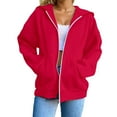 thumbnail image 3 of Woman Hoodie Red Zip Up Hoodies for Women Casual Long Sleeve Women Pullover Hoodie Cozy Hoodie XXXXXL, 3 of 9