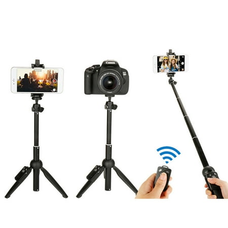 Phone Tripod,Beesize Portable and Adjustable Camera Stand Holder with Wireless Remote and Universal Clip, Compatible with iPhone, Android Phone, Camera, Sports Camera GoPro (2019 New (Best Android Camera 2019)