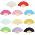 thumbnail image 2 of Farfi Chinese Style Blank Folding Hand Held Bamboo Paper Pocket Fan DIY Craft Gift (Dark Yellow), 2 of 13