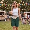 thumbnail image 4 of Bermuda Shorts for Women Knee Length Casual Wide Leg Drawstring Hiking Work Summer Cargo Shorts with Pockets, L, 4 of 6