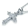 thumbnail image 3 of Round Cut Created Diamond 925 Sterling Silver Cross Pendant Necklace, 3 of 6