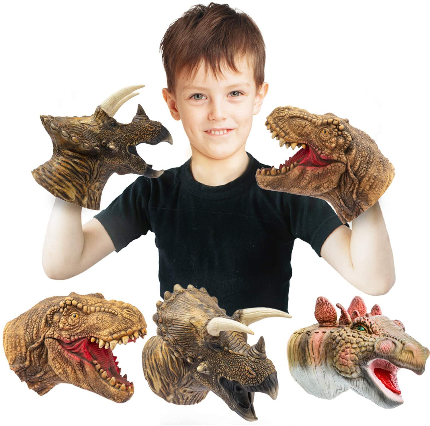Simulated Rubber Soft Dinosaur Hand Puppet Dino Raptor Head Fun Toy Baby Gift DS 