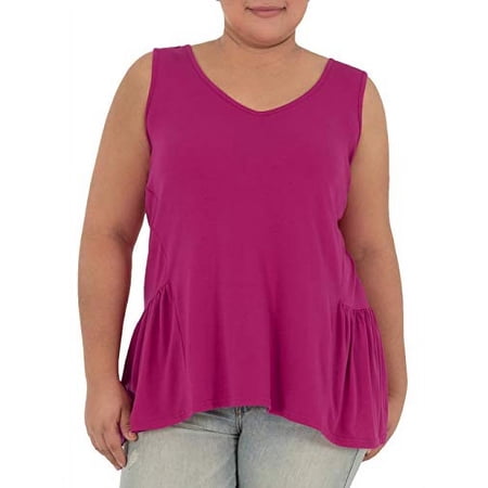 Women's Plus Size Peplum Tank (Magenta, 0X)