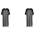 thumbnail image 2 of Qarigey Camisón Raglan de algodón Ropa de dormir Pijama de manga corta Camisa de dormir transpirable de doble color Camisón amigable con la Negro/Gris Oscuro L 2Conjunto, 2 of 6