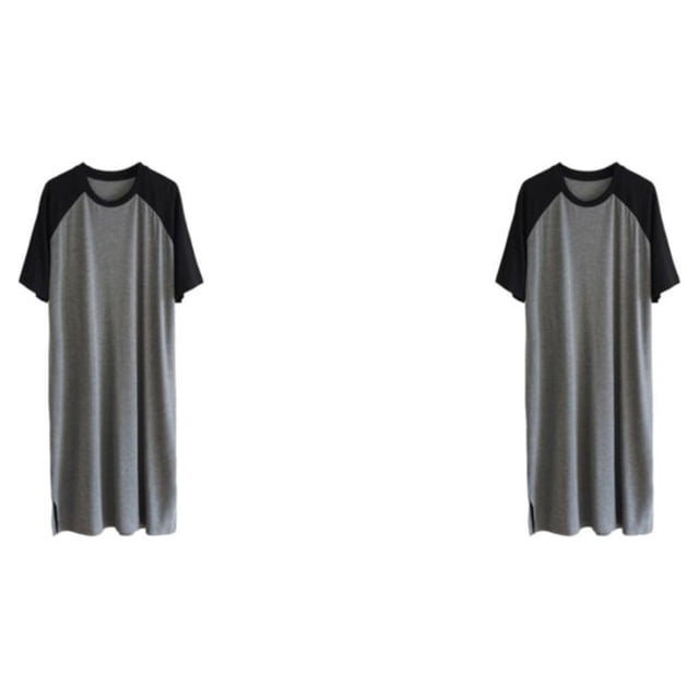 Camisón para hombre Minnieouse ligero de manga corta Negro/Gris Oscuro XXXL