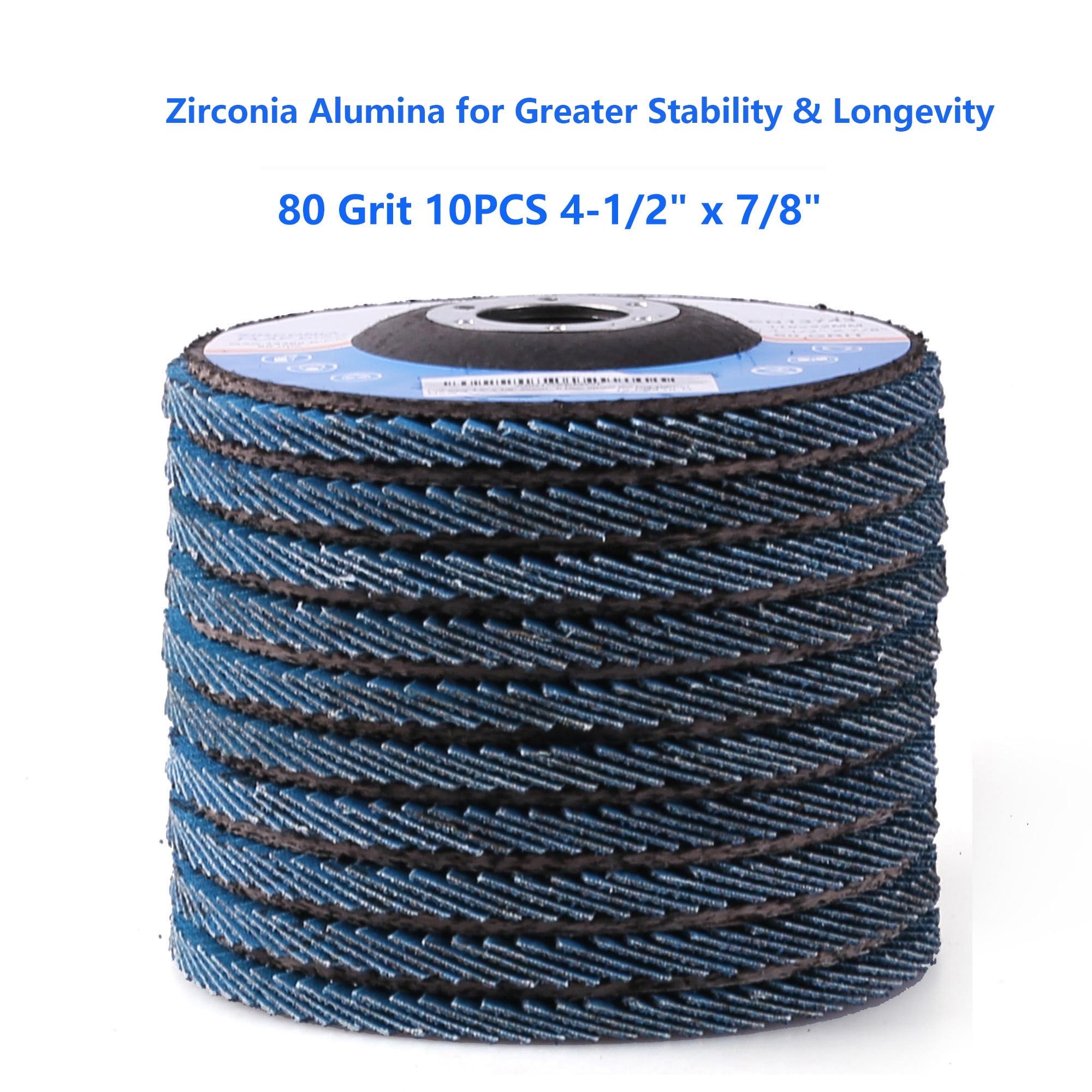 10Pcs 80 GRIT 4.5Inch 4-1//2/'/' X 7//8/'/' ZIRCONIA FLAP DISC SANDING GRINDING WHEEL