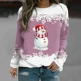 thumbnail image 1 of Chandails à Col Rond pour Femmes, T-shirt Ample Imprimé d'Hiver, Blouse à Manches Longues, Col Rond, Hauts Décontractés, Caractéristiques : Chandails pour Femmes en Liquidation, 1 of 4