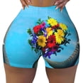 thumbnail image 2 of Haiem Elephant Trunk Couple Flowers No Front Seam Biker Shorts for Women Yoga Workout Gym Bike Shorts with Tummy Control Moisture-Wicking-XX-Large, 2 of 9