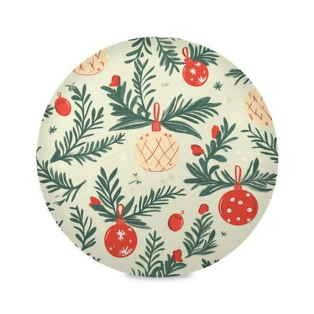 

Round Plate Mat 15.4x15.4 Inchesx4 Placemat Table Mat Kitchen Mat Coffee Mat Fabric Thick Strong Wear-Resistant Heat Resistance Decorated Christmas Balls
