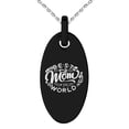 thumbnail image 1 of Black Stainless Steel Best Mom in the World Filigree Small Oval Charm Pendant Necklace, 1 of 1