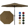 thumbnail image 1 of Parasol de Patio 9 Pi - Parasol de Table Extérieur à 8 Nervures Robustes avec Manivelle et Inclinaison à Bouton-Poussoir - Parasol de Marché Brun Grisâtre, 1 of 5