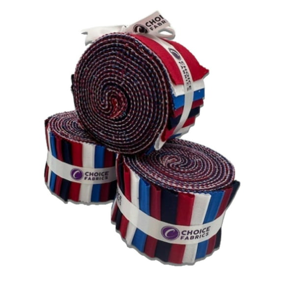 Jelly Roll (20 cuts) - Supreme Solids - Premium 100% Cotton Quilting Fabric - Designed by Choice Fabrics (Patriotic) (FE-62278-018)