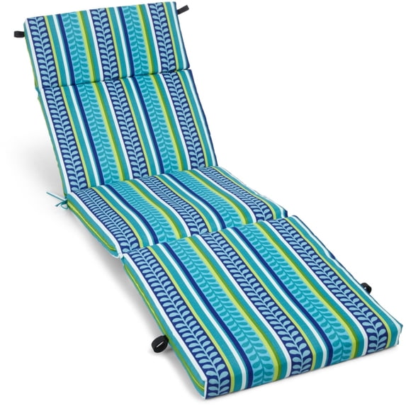 Blazing Needles 72-inch by 24-inch Outdoor Chaise Lounge Cushion Pike Azure