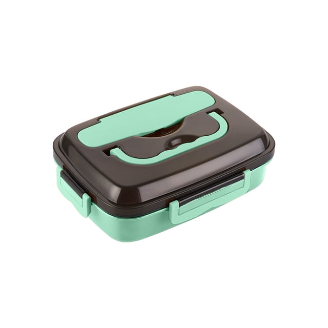 Caja de Almuerzo para Niños Caja de Almuerzo para Adultos, Caja de Bento para Niños de 3 Compartimentos de 1000Ml, Contenedor de Almuerzo para Adultos con Palos Y Cuchara, a Prueba de Fugas, Calefacci