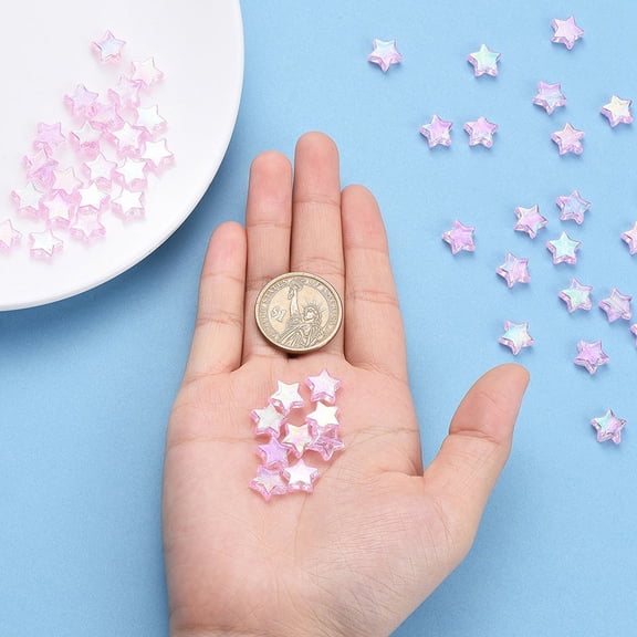 Luxshiny Pink Acrylic Star Shaped Spacer Beads for DIY Jewelry Making Necklace and Bracelet Accessories