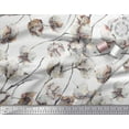 thumbnail image 3 of Soimoi White Heavy Canvas Fabric Cotton Ball Floral Print Sewing Fabric Yard 58 Inch Wide, 3 of 3