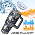 thumbnail image 5 of 40oz Pioneer Flower Floral Print Pattern Insulated Tumbler with Handle, BPA-Free Leak Proof Lid and Straws, Double Wall Vacuum, Hot 12h/Cold 34h, 5 of 6