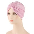 thumbnail image 2 of Bohemian Braid Ethnic Silver Turban Cap Cover Headwear Hair Hat Wrap Headdress Bandana Headband, Pink, 2 of 2