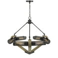 thumbnail image 2 of Cal Lighting Baden 60W 6-Light Metal/Wood Chandelier with Mesh Shades in Black, 2 of 3