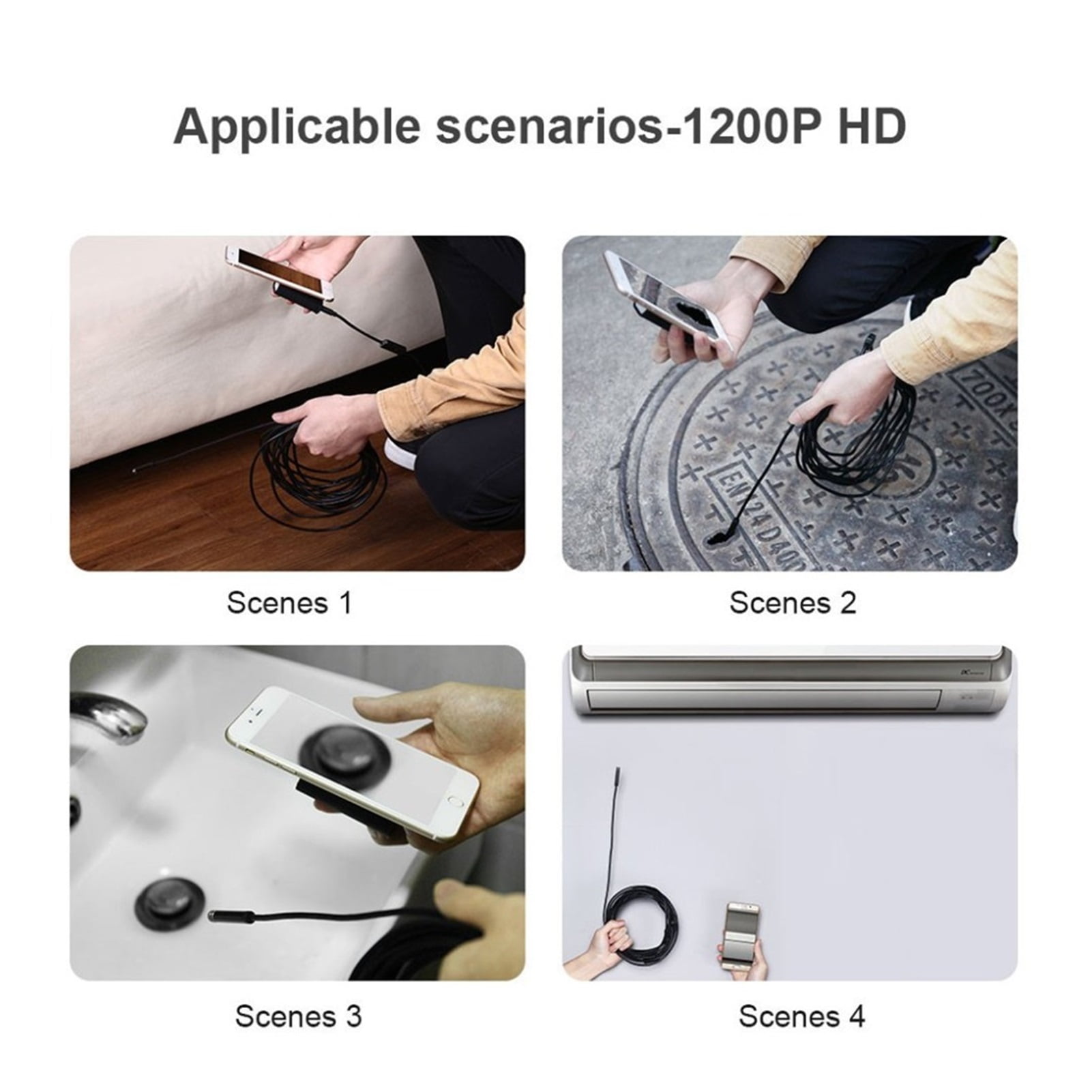 Wireless Snake Camera 1200P 3.9mm WiFi Inspection Camera HD Endoscope With 6 LED Rigid Cable Borescope , User-Friendly Borescopes