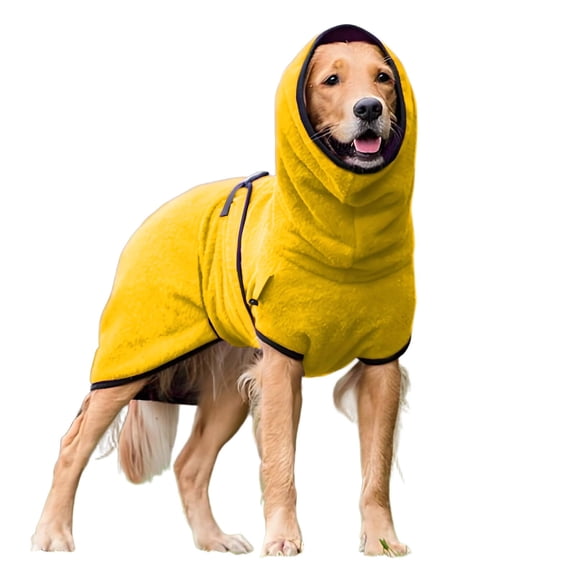 GASTROPOD Dog Jacket for Large Breeds, Thick Warm Fleece Pet Clothes, Cold Weather Protection Coat for Winter Walks, Yellow XXL