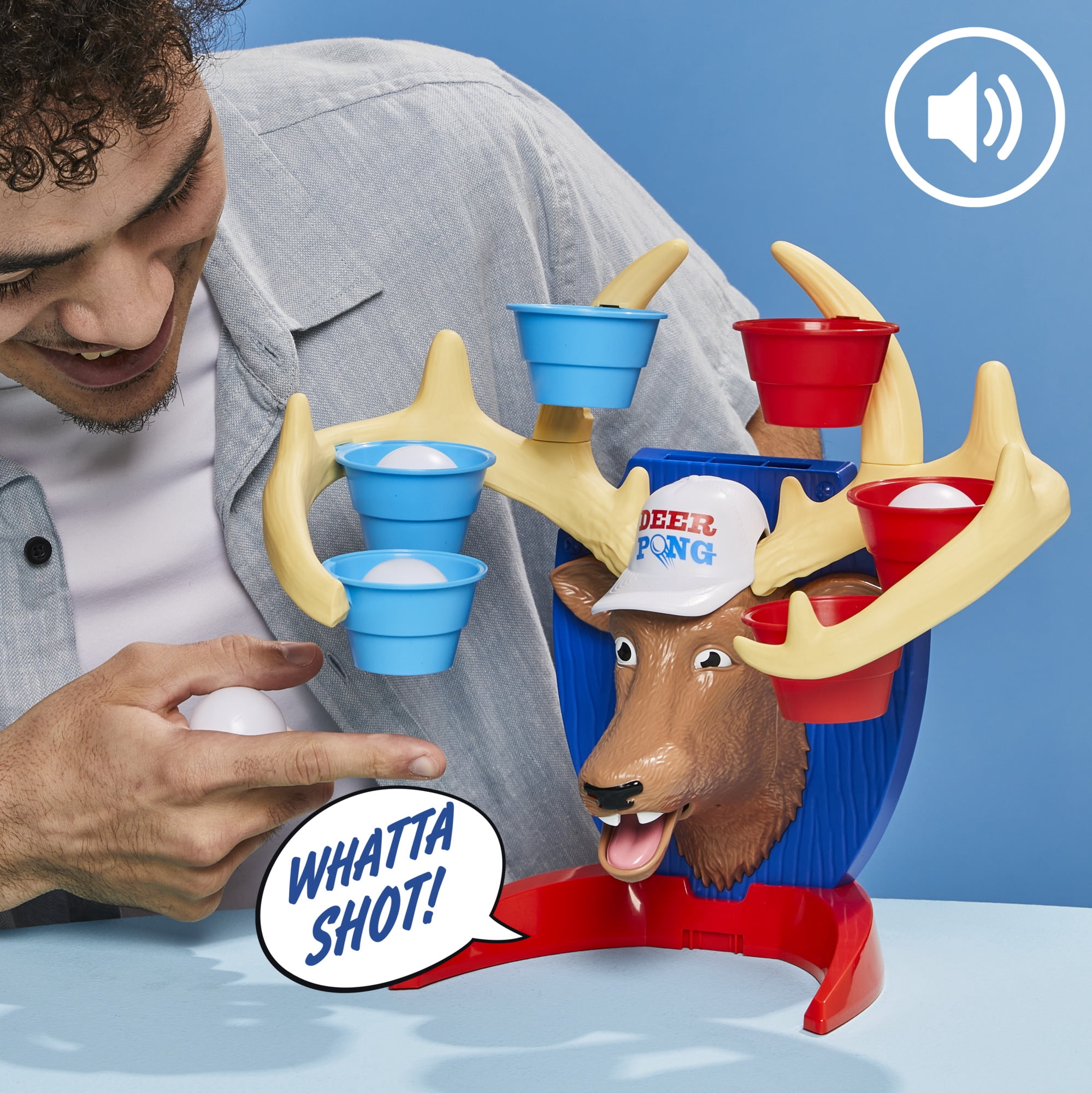 Deer Pong America Family Game, Electronic Talking Deer Head Game with Music, Fun Summer Activities for Kids & Families, Ages 8+