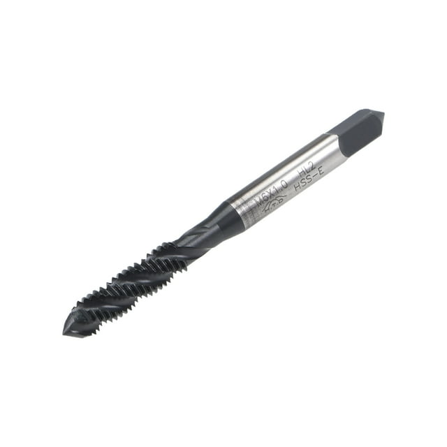 Unique Bargains M6 x 1.0 Spiral Flute Thread Tap, Metric Machine Threading Tap HSS Nitriding Coated, Round Shank with Square End