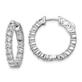 thumbnail image 1 of 925 Sterling Silver 2.5mm Cubic Zirconia Cz Round Hinged Hoop Earrings In/out, 1 of 5