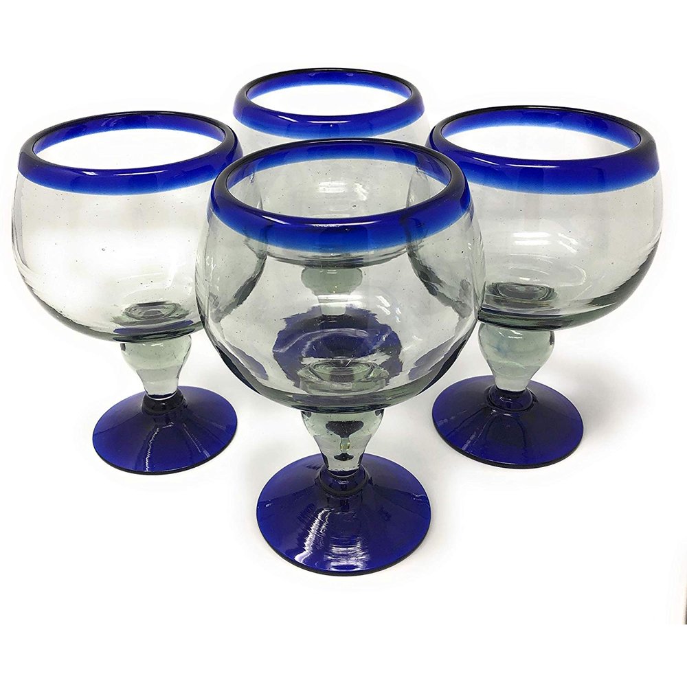Dos Sueños Mexican Hand Blown Glass 4 Hand Blown Chabela Glasses (18