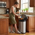 thumbnail image 2 of Innovaze 10.6 Gal./40 Liter Stainless Steel Semi-round Step Garbage Can for Kitchen, Soft Close, Fingerprint Resistant, 2 of 8
